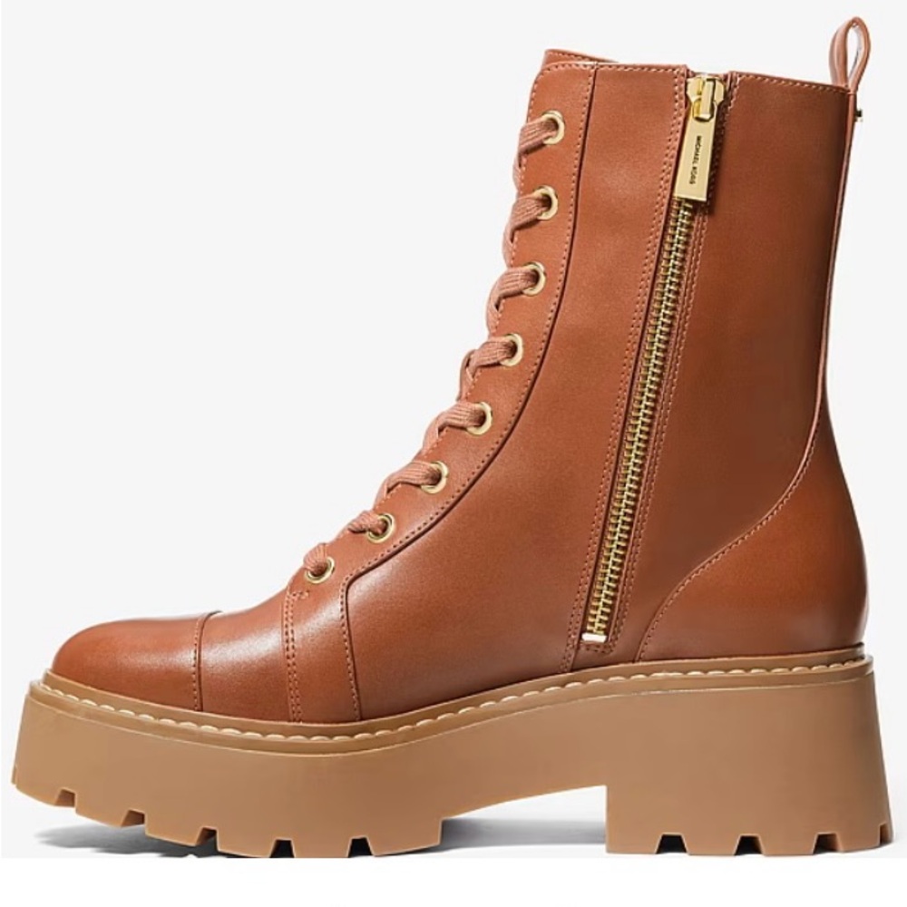 Michael Kors Blake combat boots 7.5 color luggage - Picture 2 of 3
